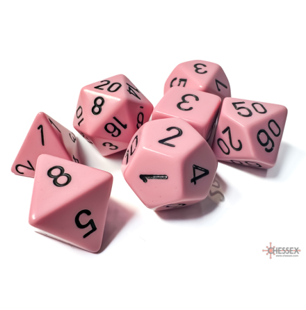 Opaque Polyhedral Pastel Pink/black 7-Die Set