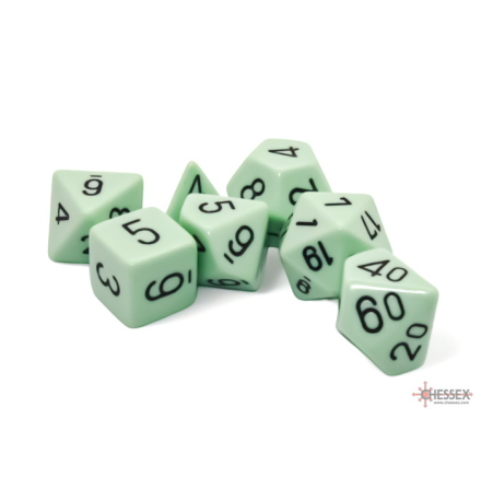 Opaque Polyhedral Pastel Green/black 7-Die Set