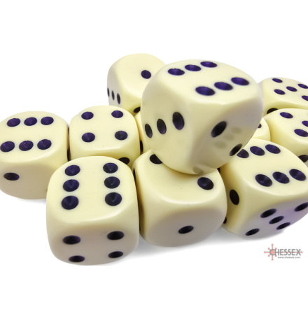 Opaque 16mm d6 Pastel Yellow/black Dice Block (12 dice)