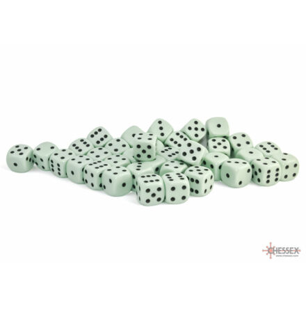 Opaque 12mm d6 Pastel Green/black Dice Block (36 dice)