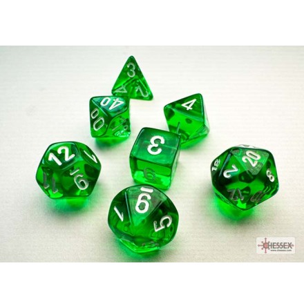 Translucent Mini-hedral&amp;trade; Green/white 7-Die Set