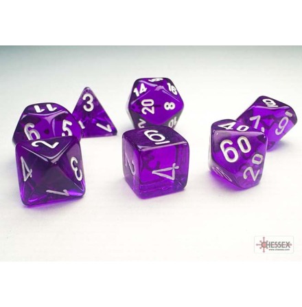 Translucent Mini-hedral&amp;trade; Purple/white 7-Die Set