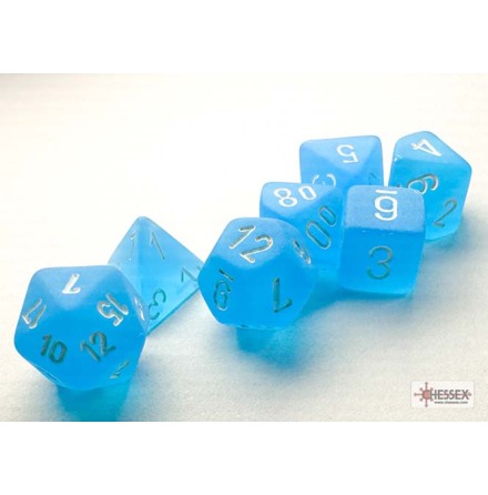 Frosted Mini-hedral Caribbean Blue/white 7-Die Set