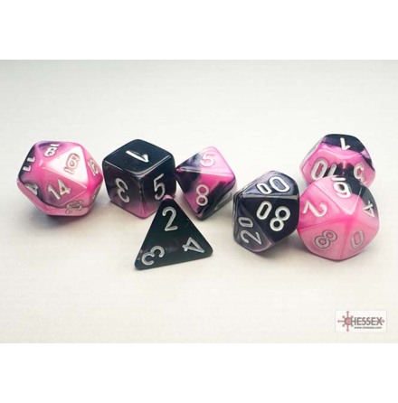Gemini� Mini-hedral&amp;trade; Black-Pink/white 7-Die Set