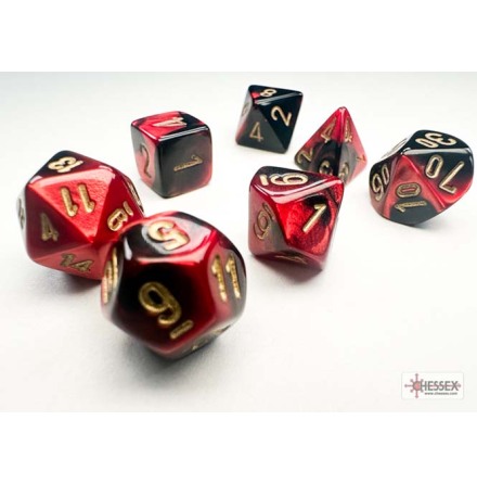 Gemini� Mini-hedral Black-Red/gold 7-Die Set