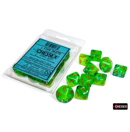 Gemini� Plasma Green-Teal/orange Luminary� Set of Ten d10s
