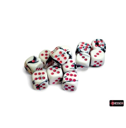 Gemini� 16mm d6 Black-White/pink Dice Block� (12 dice)