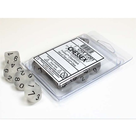 Frosted&amp;trade; Clear/black Set of Ten d10s