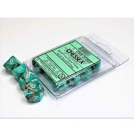 Marble Oxi-Copper�/white Set of Ten d10s