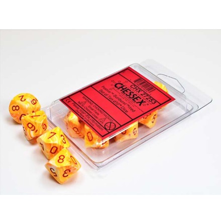 Festive� Sunburst�/red Set of Ten d10s