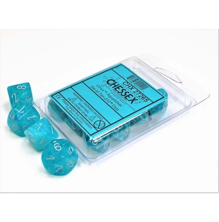 Cirrus� Aqua/silver Set of Ten d10s