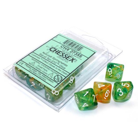 Nebula� Spring/white Luminary� Set of Ten d10s