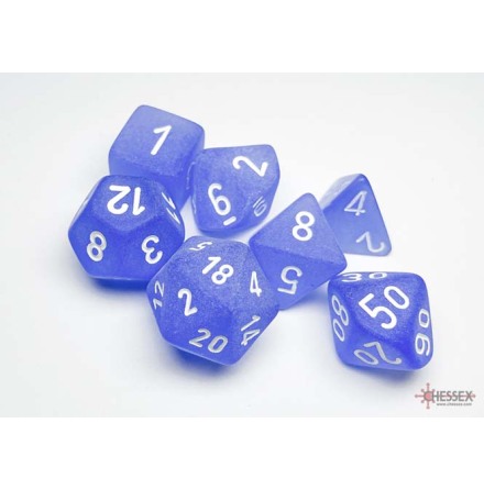 Frosted� Polyhedral Blue/white 7-Die Set