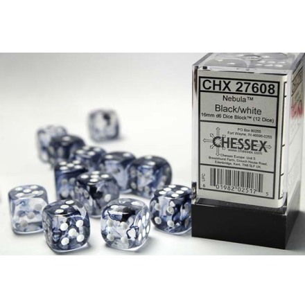 Nebula� 16mm d6 Black/white Dice Block� (12 dice)