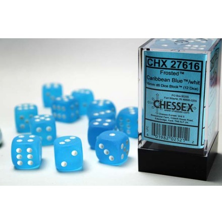 Frosted� 16mm d6 Caribbean Blue�/white Dice Block� (12 dice)