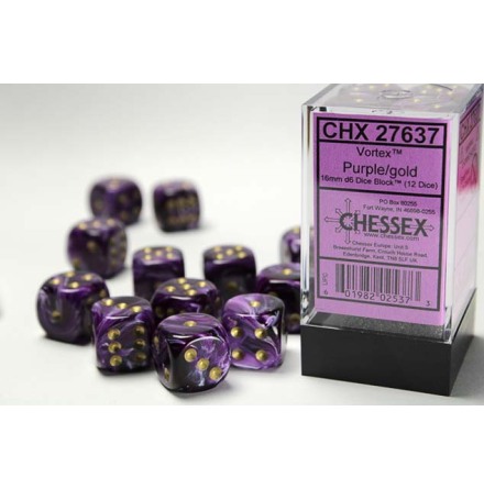 Vortex� 16mm d6 Purple/gold Dice Block� (12 dice)
