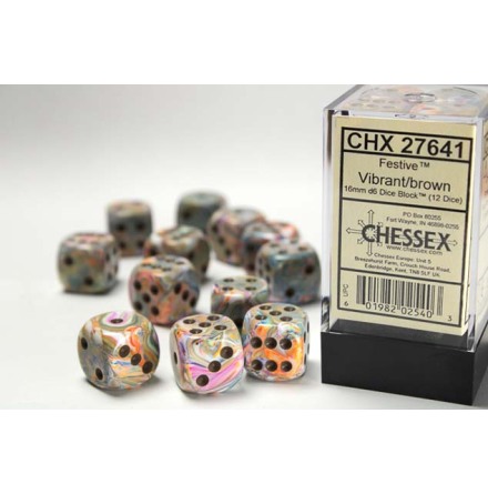 Festive� 16mm d6 Vibrant/brown Dice Block&amp;trade; (12 dice)