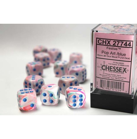 Festive� 16mm d6 Pop Art�/blue Dice Block� (12 dice)