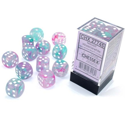 Nebula� 16mm d6 Wisteria/white Luminary� Dice Block� (12 dice)