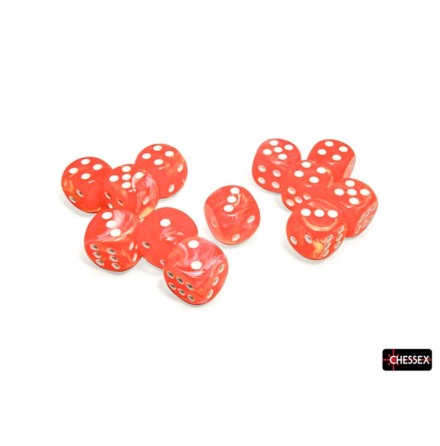 Festive� 16mm d6 Dahlia�/white Luminary� Dice Block� (12 dice)