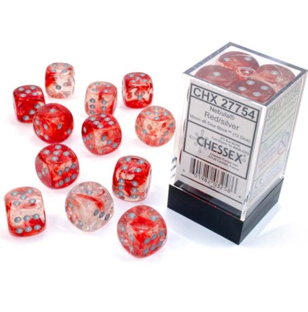Nebula� 16mm d6 Red/silver Luminary� Dice Block� (12 dice)