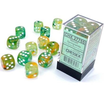 Nebula� 16mm d6 Spring/white Luminary� Dice Block� (12 dice)