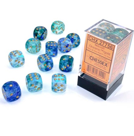 Nebula� 16mm d6 Oceanic�/gold Luminary� Dice Block� (12 dice)