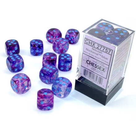 Nebula� 16mm d6 Nocturnal&amp;trade;/blue Luminary� Dice Block� (12 dice)