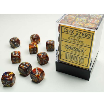 Lustrous 12mm d6 Gold/silver Dice Block� (36 dice)