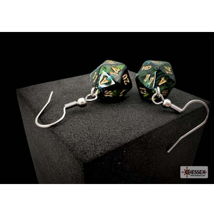 Chessex Hook Earrings Scarab� Jade Mini-Poly d20 Pair