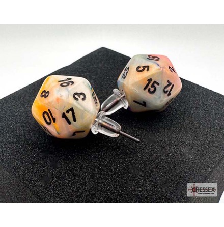Chessex Stud Earrings Festive� Circus&trade; Mini-Poly d20 Pair