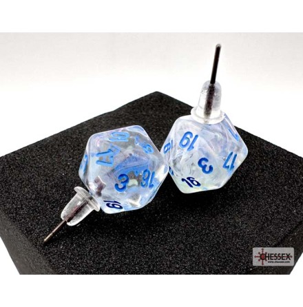 Chessex Stud Earrings Borealis� Icicle&trade; Mini-Poly d20 Pair