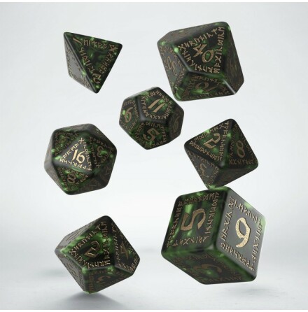 Runic Bottle-green & gold Dice Set (7)