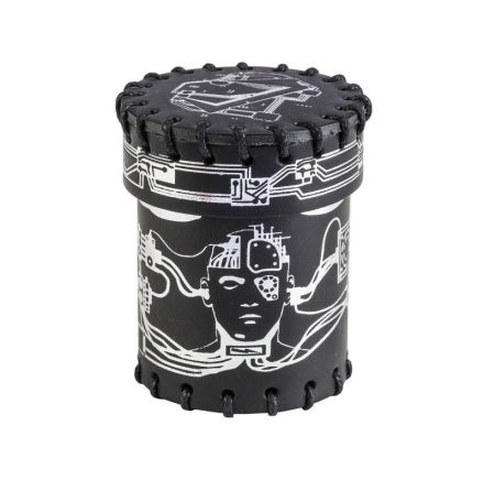 Cyberpunk Black &amp; silver Leather Dice Cup