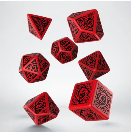 Celtic 3D Revised Red &amp; black Dice Set (7)