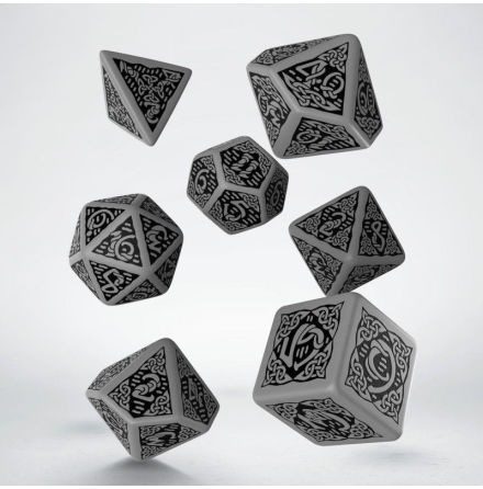 Celtic 3D Revised Gray &amp; black Dice Set (7)