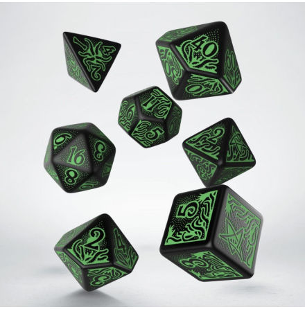 Call of Cthulhu 7th Edition Black &amp; green Dice Set (7)