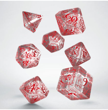 Elvish Translucent &amp; red Dice Set (7)