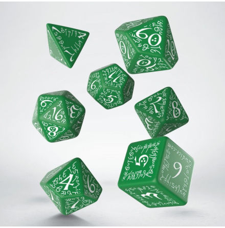 Elvish Green &amp; white Dice Set (7)