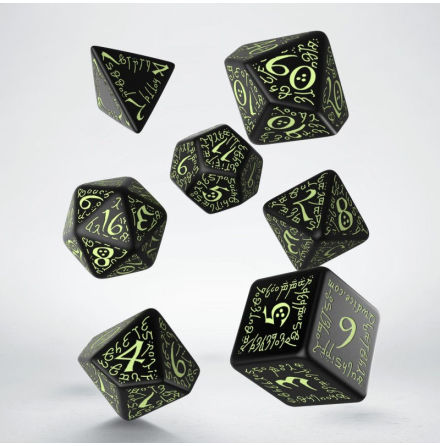 Elvish Black &amp; glow-in-the-dark Dice Set (7)