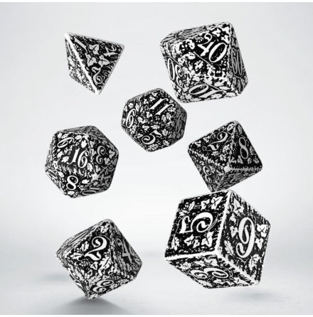 Forest 3D White &amp; black Dice Set (7)