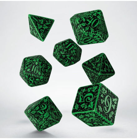 Forest 3D Green &amp; black Dice Set (7)