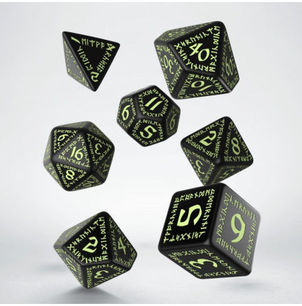 Runic Black &amp; glow-in-the-dark Dice Set (7)