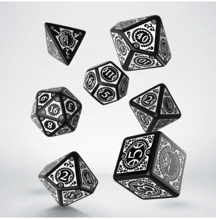 Steampunk Clockwork Black &amp; white Dice Set (7)