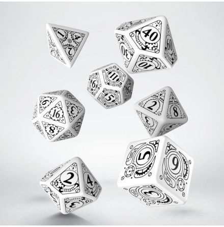 Steampunk White &amp; black Dice Set (7)