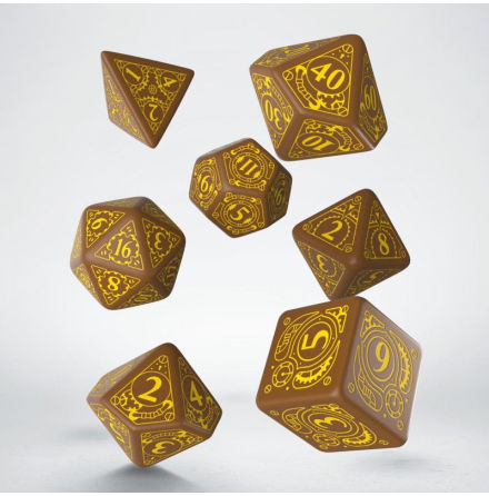 Steampunk Brown &amp; yellow Dice Set (7)