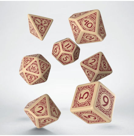 Viking Beige &amp; burgundy Dice Set (7)