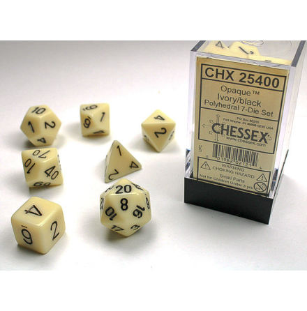 Opaque Polyhedral Ivory/black 7-Die Set