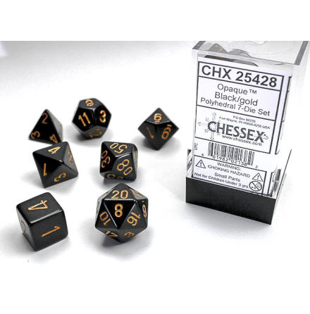 Opaque Polyhedral Black/gold 7-Die Set