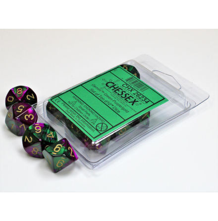 Gemini Green-Purple/gold Set of Ten d10s